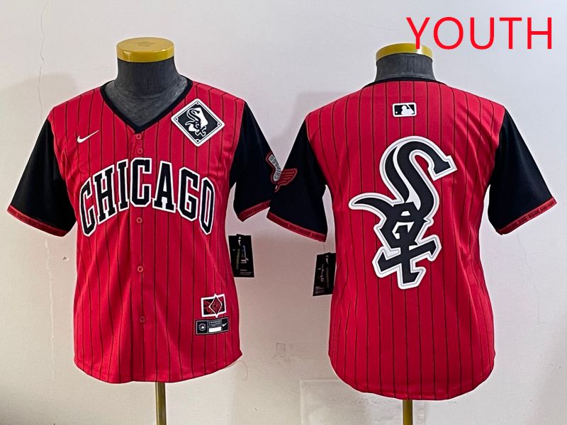 Youth Chicago White Sox Blank Red Stripe Joint Name Nike 2025 MLB Jersey style 27->youth mlb jersey->Youth Jersey